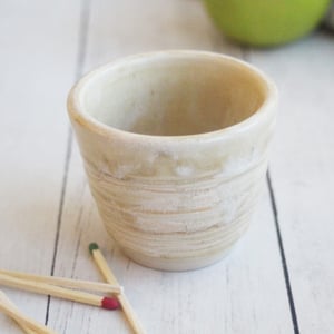 Image of Match Striker Cup, Beige Matte Glaze, Pottery Shot Glass, Handcrafted Stoneware Made in USA