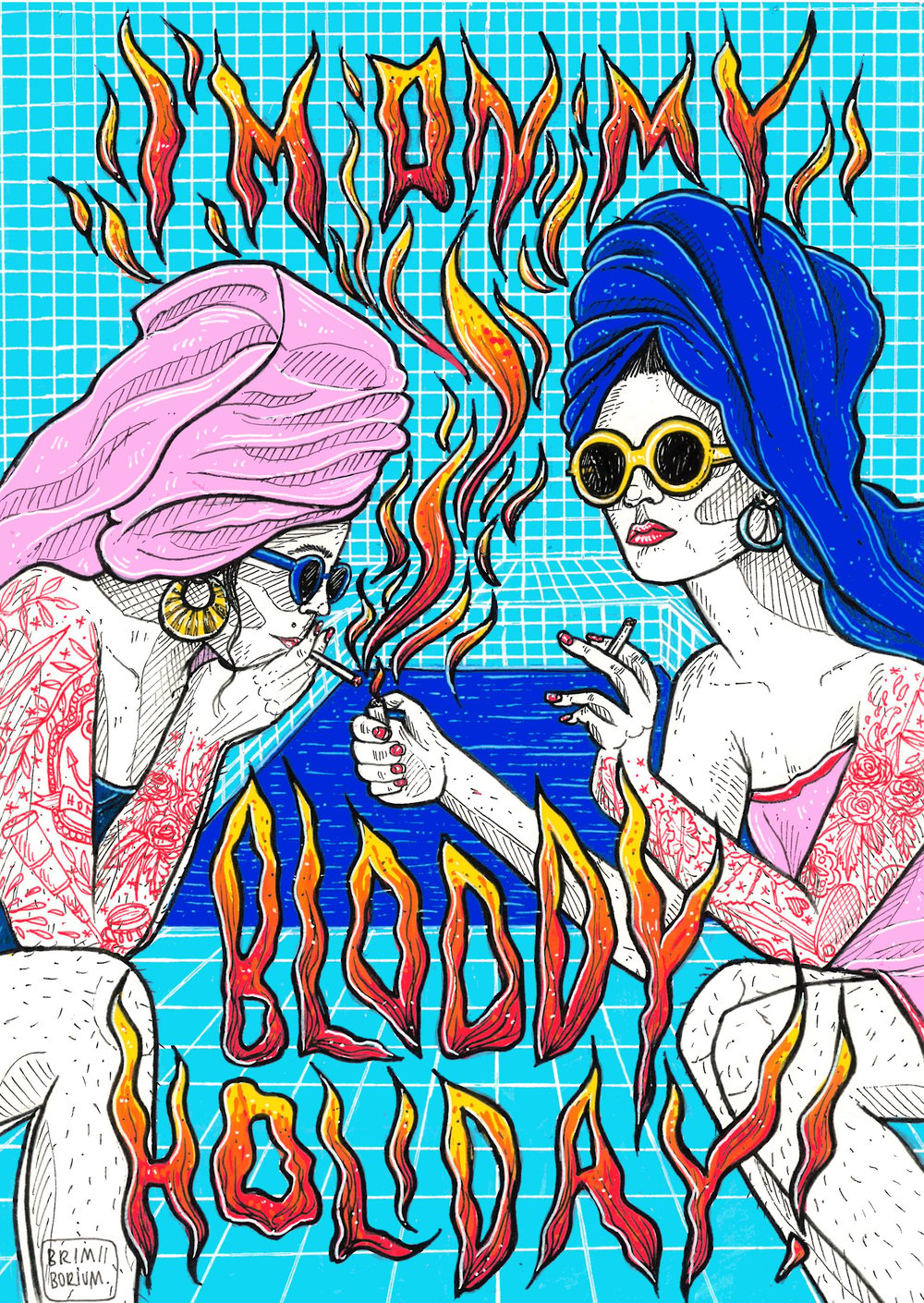 'BLOODY HOLIDAY' original illustration (A4, frame incl.)