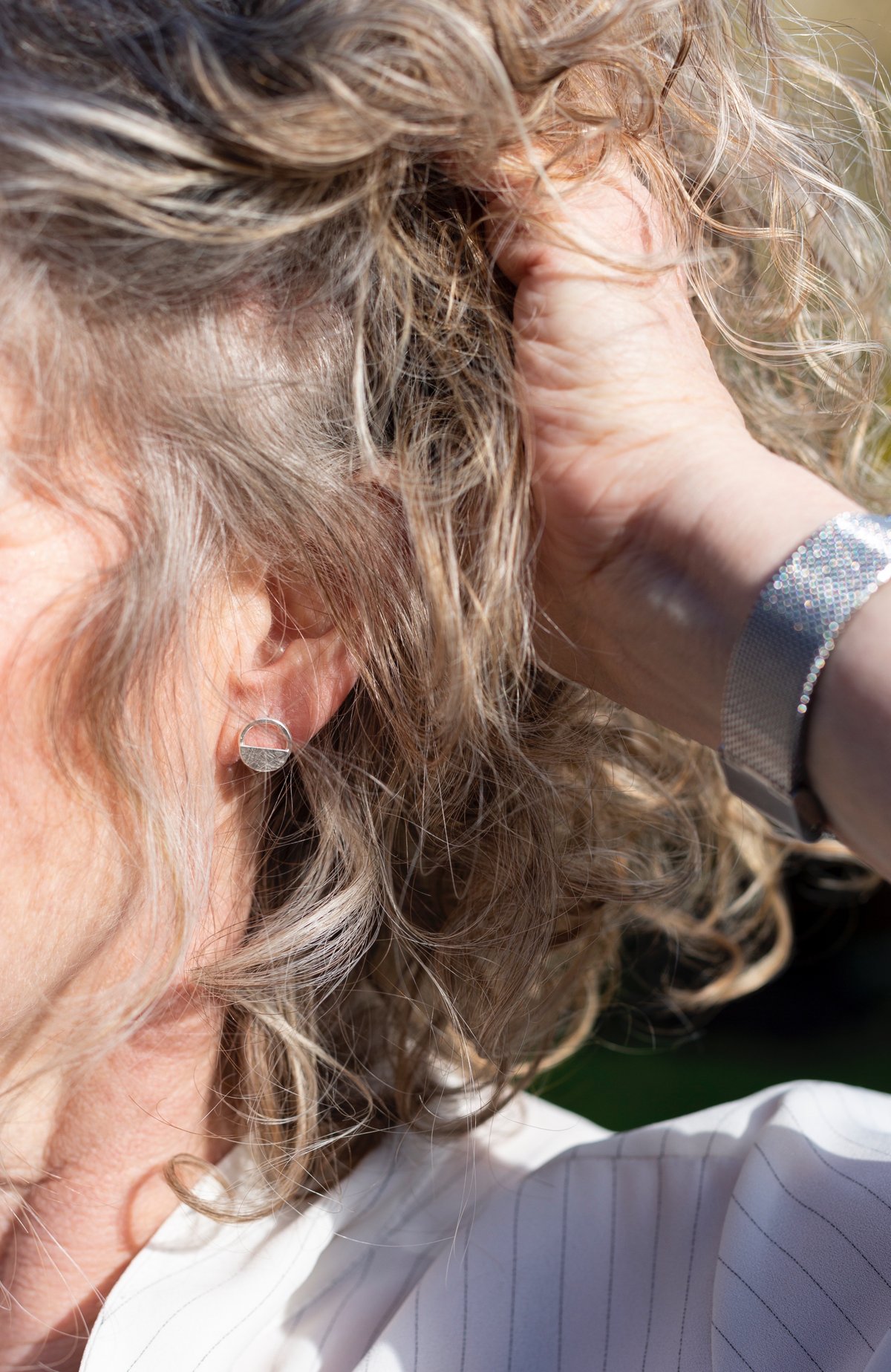 Image of Circle and semi circle stud earrings