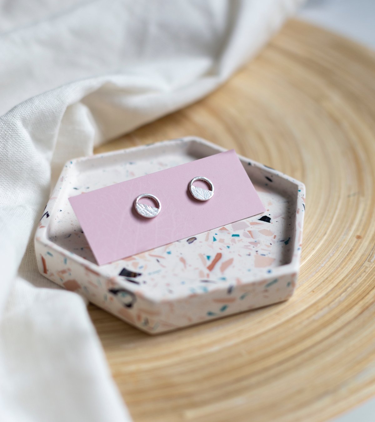 Image of Circle and semi circle stud earrings