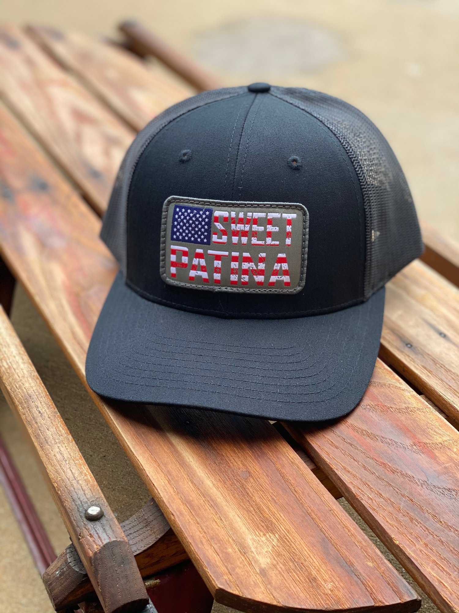 Image of Solid Black Flag Patch Hat 
