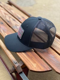 Image 2 of Solid Black Flag Patch Hat 