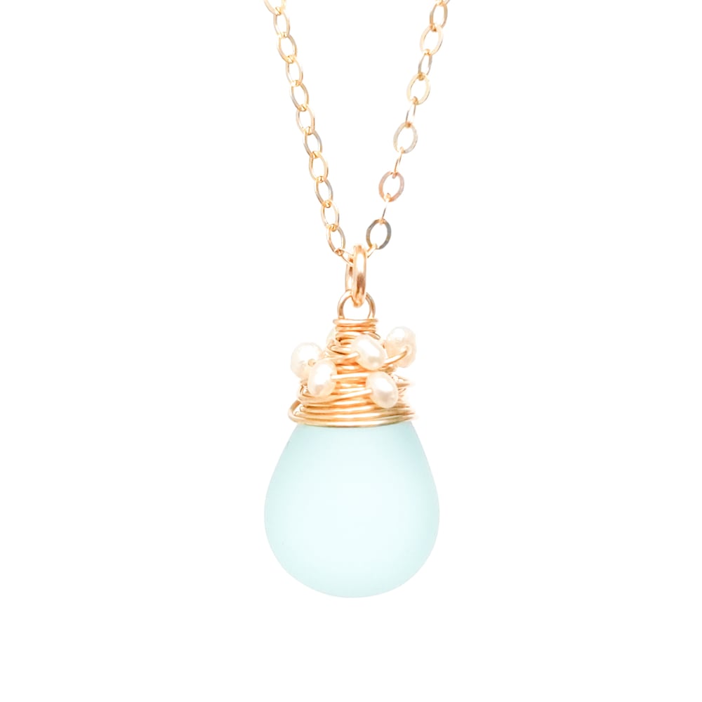 Image of Aqua Frosted Glass Necklace
