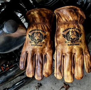 Image of Greezmunky Vintage waxed custom leather gloves 