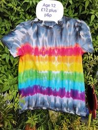 Children's black & rainbow striped Tshirt 3-16 years