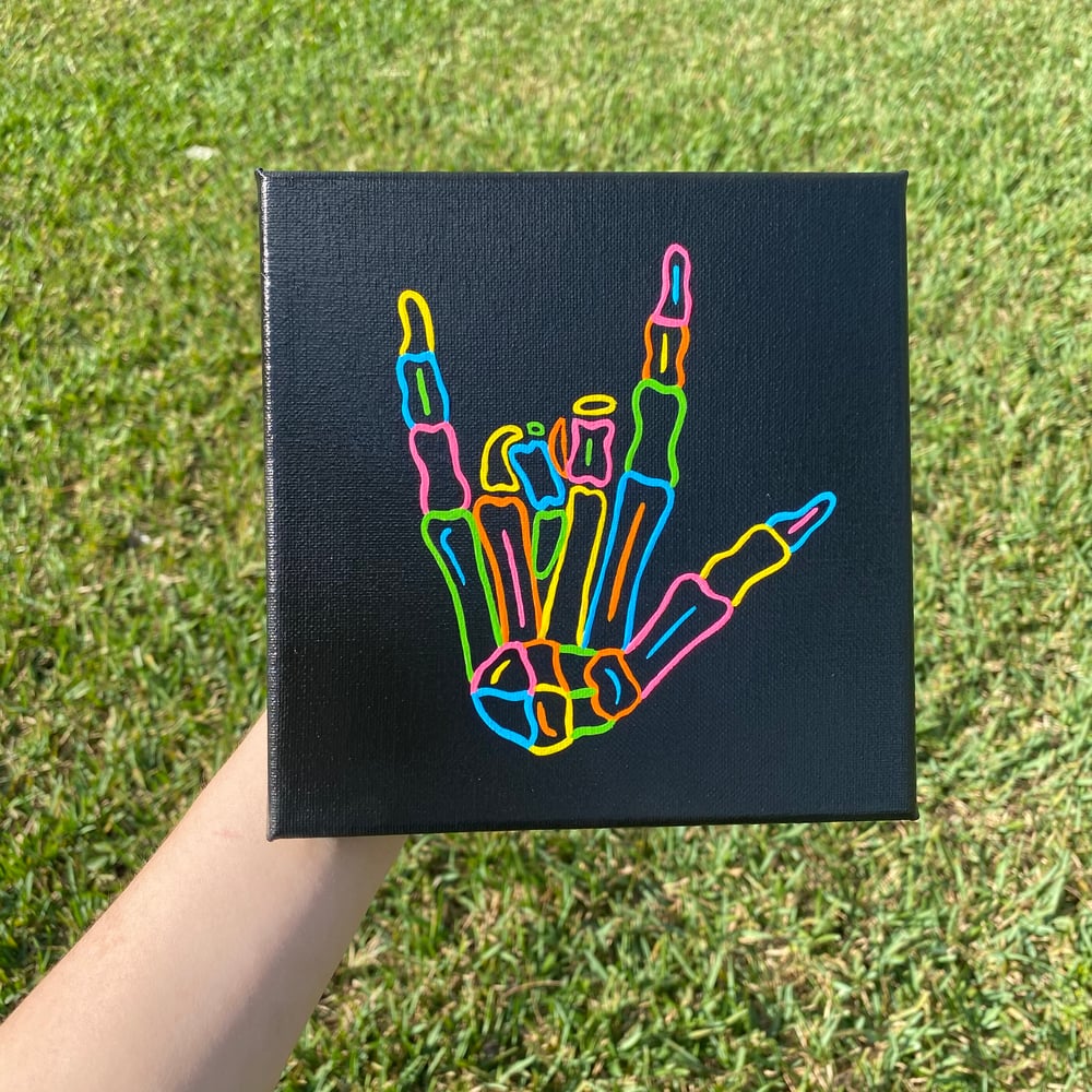 Image of I love you hand canvas 