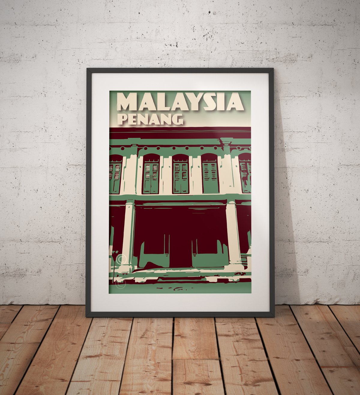 Image of Vintage poster Malaysia - Penang - George Town - Green - Fine Art Print