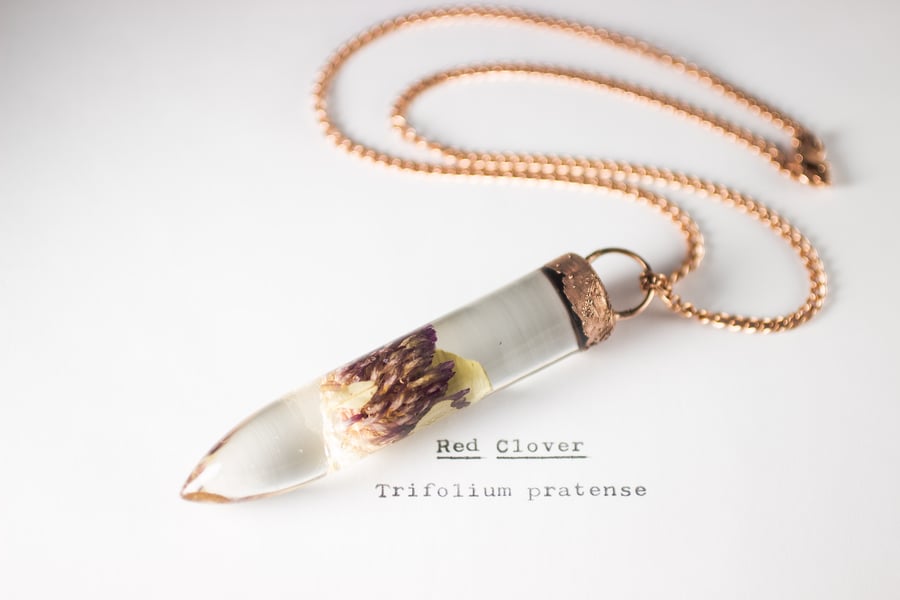 Image of Red Clover (Trifolium pratense) - Large Copper Dipped Pendant