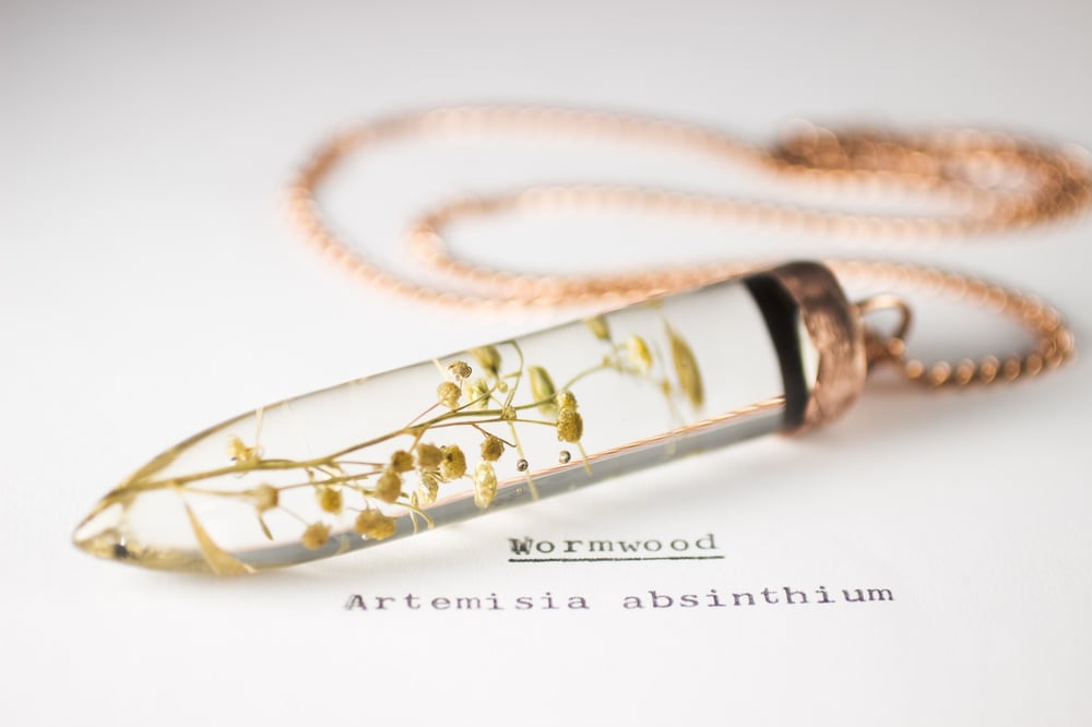 Image of Wormwood (Artemisia absinthium) - Large Copper Dipped Pendant
