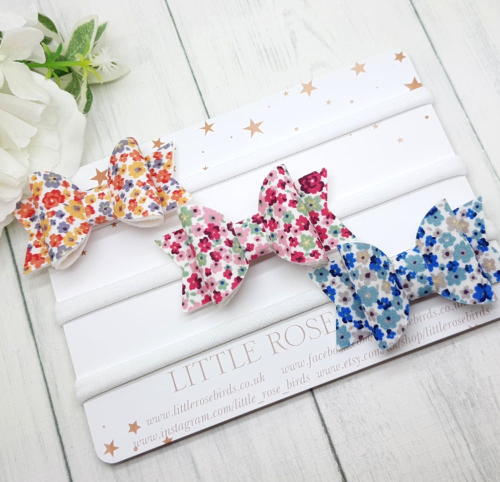 Set of 3 Ditsy Floral Bows
