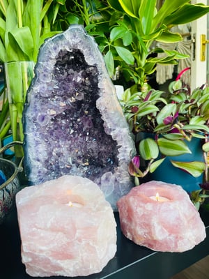 Image of Rose Quartz chunky T-light holder 