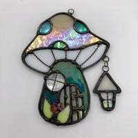 Image 2 of Pale Gold and Teal Mushie Cottage Suncatcher 