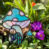 Turquoise and Robin Egg Blue Mushie Cottage Suncatcher