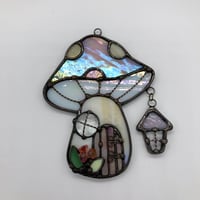 Image 2 of Iridescent pink and Pale Gold Mushie Cottage Suncatcher