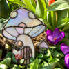 Iridescent pink and Pale Gold Mushie Cottage Suncatcher
