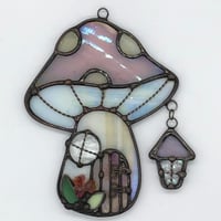 Image 3 of Iridescent pink and Pale Gold Mushie Cottage Suncatcher 