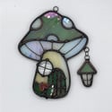 Iridescent Light Green Mushie Cottage Suncatcher 