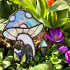 Iridescent Blue/Pink Mushie Cottage Suncatcher