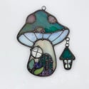 Iridescent Teal Mushie Cottage Suncatcher 