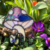 Cobalt Blue Iridescent Mushie Cottage Suncatcher