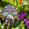 Mauve and Robin Egg Blue Mushie Cottage Suncatcher
