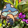 Mid Blue and Robin Egg Blue Mushie Cottage Suncatcher 