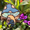 Mid Blue and Robin Egg Blue Mushie Cottage Suncatcher