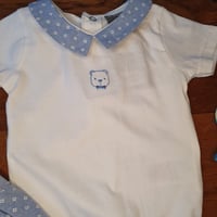 Image 2 of Chambray "Bear" Shorts Dungaree Set