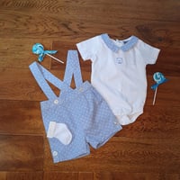 Image 1 of Chambray "Bear" Shorts Dungaree Set