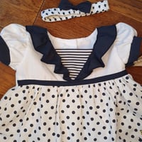 Image 4 of Baby Girls Polka Dot Sailor Dress, Pant & Headband Set