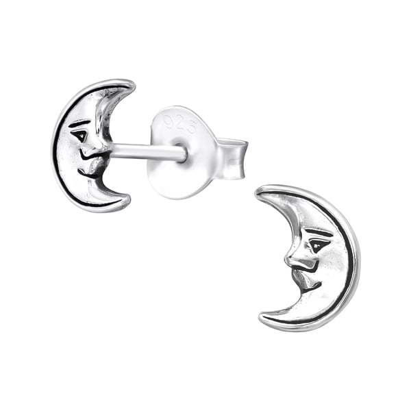 Image of Mr Moon Sterling silver stud earrings
