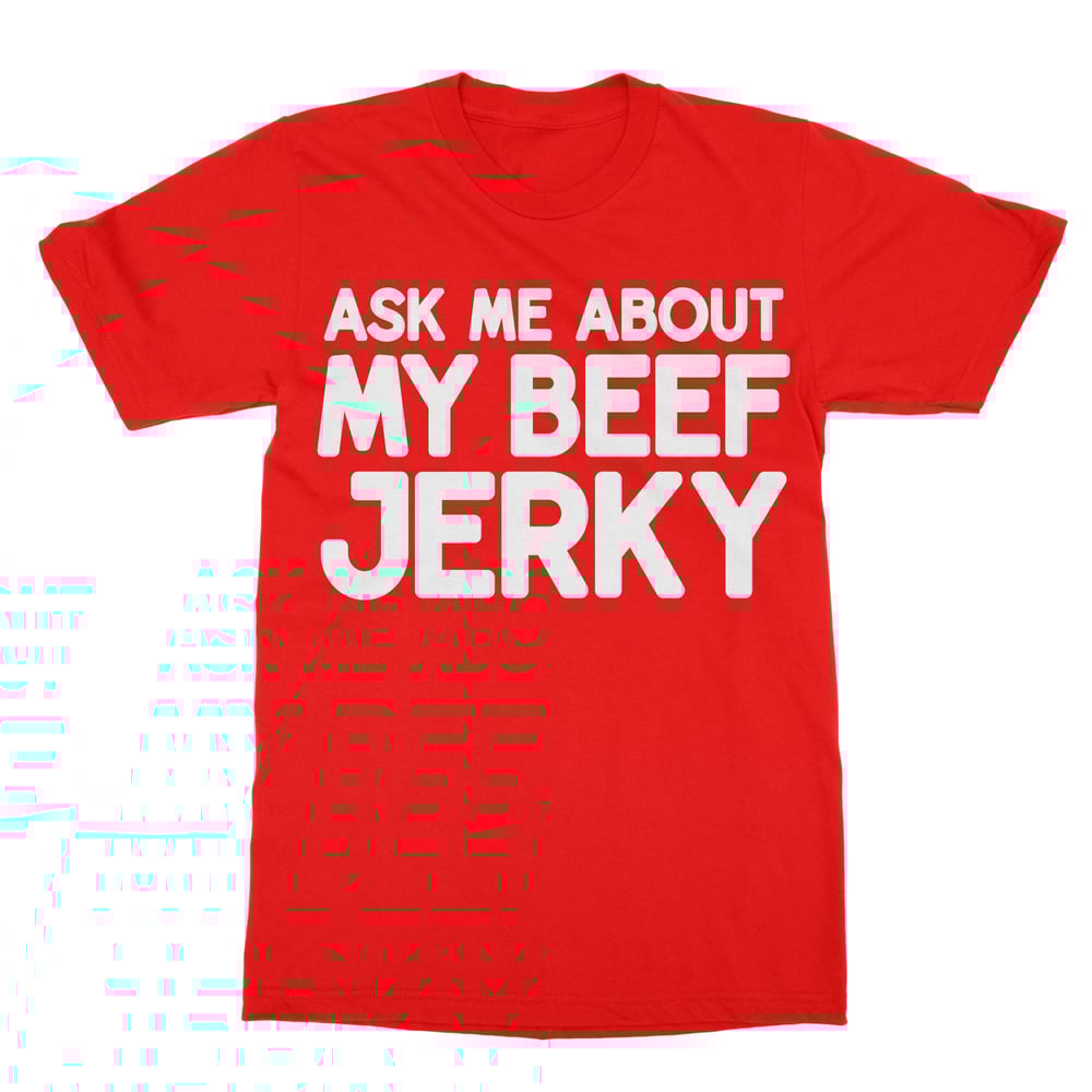 Image of Beef Jerky Tee (wht on red)