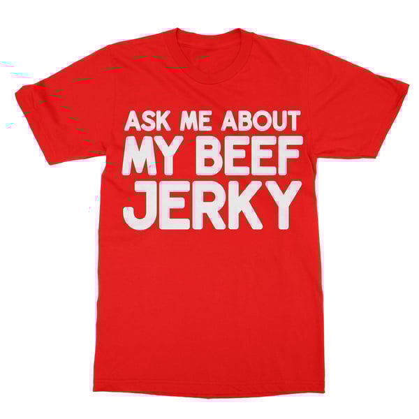 Image of Beef Jerky Tee (wht on red)