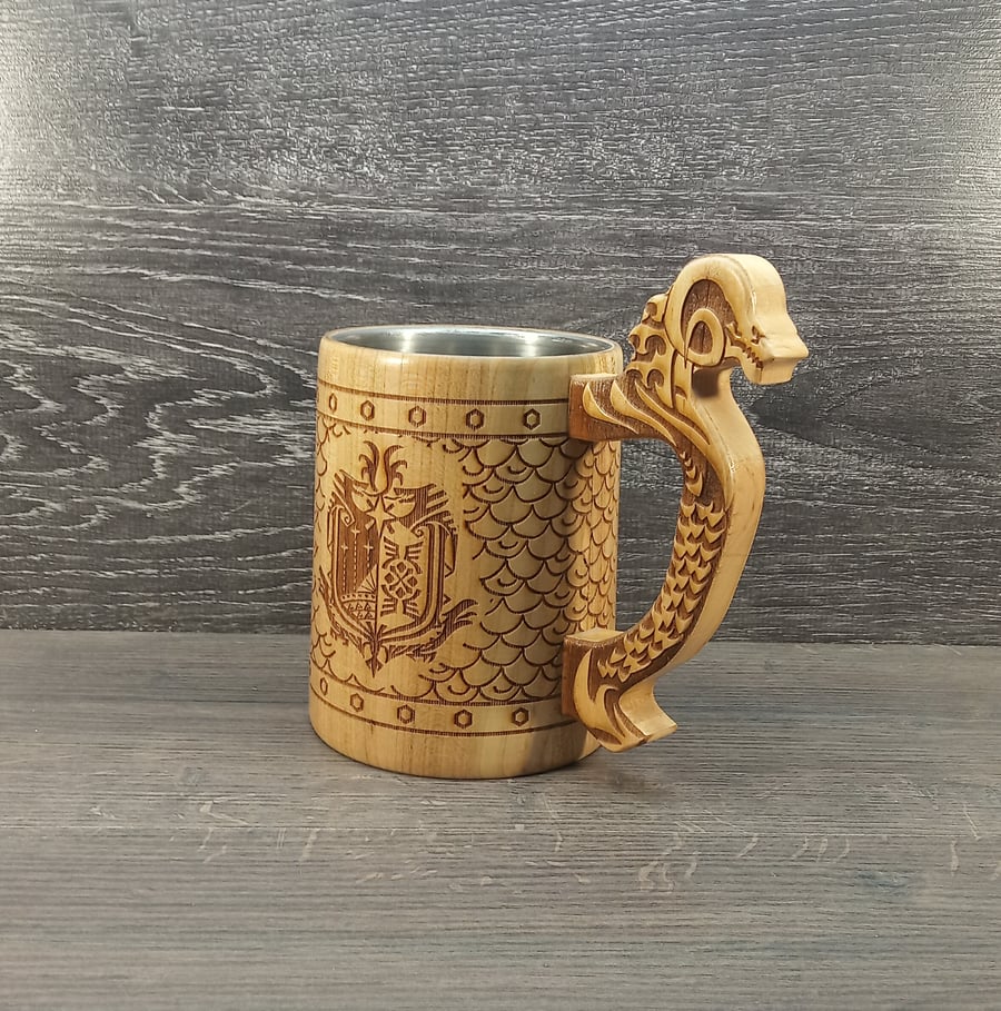 Image of Monster Hunter beer mug, Groomsmen gift, Gift for him, Gamer Gift , personalized tankard, beer stein