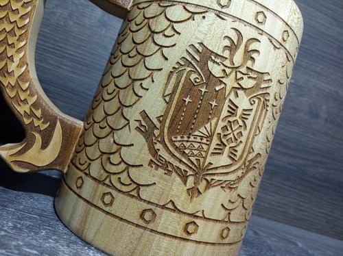 Image of Monster Hunter beer mug, Groomsmen gift, Gift for him, Gamer Gift , personalized tankard, beer stein