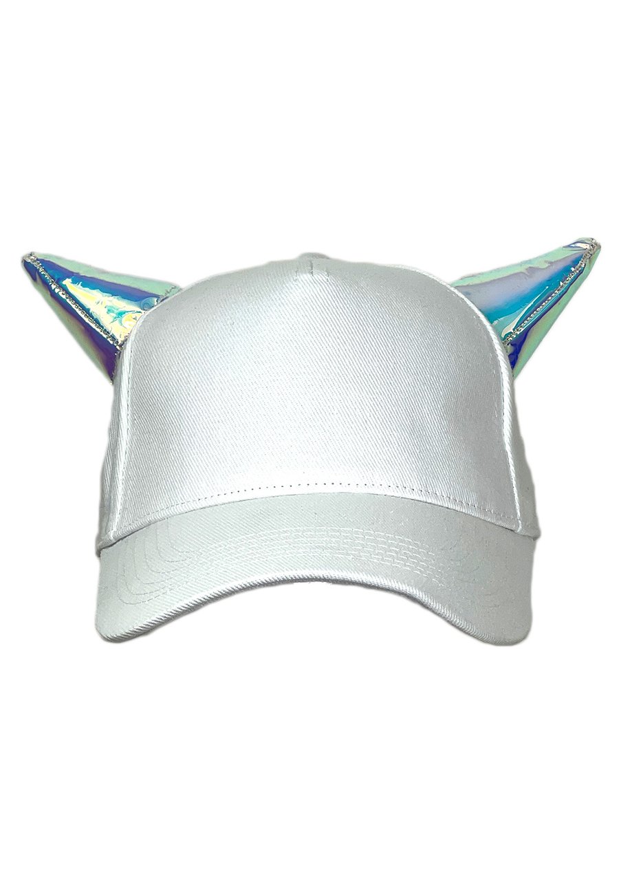 Image of White iridescent horn hat