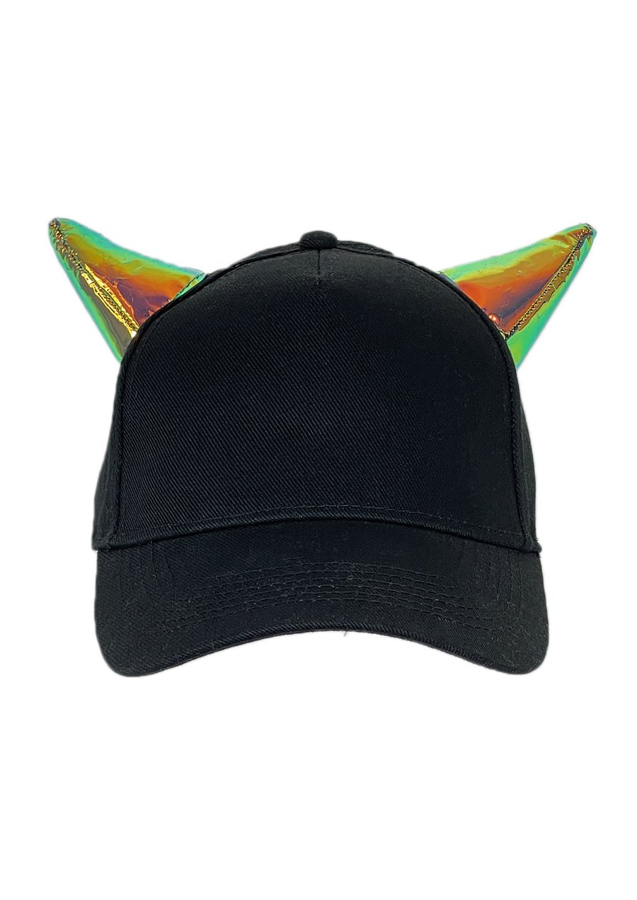 Image of Black iridescent horn hat
