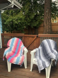 Image 3 of Pink/Blue/White Baja Blanket