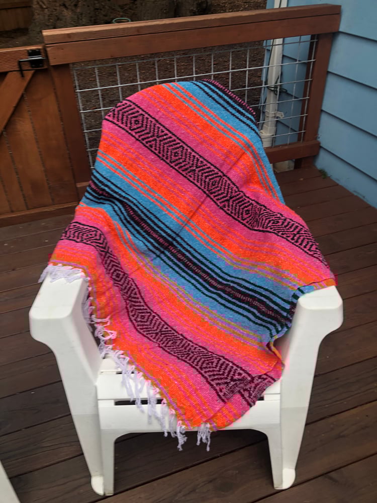 Image of Hot Pink/Turquoise/Orange Baja Blanket