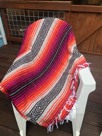 Image 1 of Fuchsia/Tan/Orange Baja Blanket