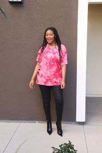 Image 4 of Rose pink tie dye deconstructed t-shirt 