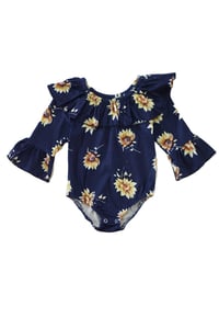 Sunflower print navy bodysuit