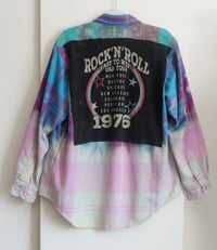 Image 5 of Repurposed Rock and Roll concert custom patch flannel shirt jacket 