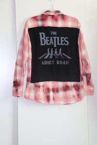Image 5 of Repurposed Beatles abbey road custom patch flannel shirt jacket 
