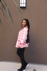 Image 2 of Repurposed Beatles abbey road custom patch flannel shirt jacket 