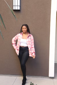Image 3 of Repurposed Beatles abbey road custom patch flannel shirt jacket 