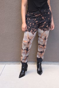Image 1 of Tie dye black custom bleach burnout deconstructed sweatpants 