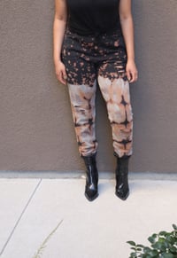 Image 2 of Tie dye black custom bleach burnout deconstructed sweatpants 