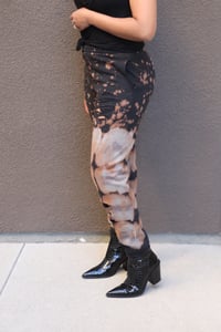 Image 3 of Tie dye black custom bleach burnout deconstructed sweatpants 