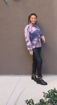 Image 2 of Tie dye custom bleach burnout navy/purple sweatshirt  